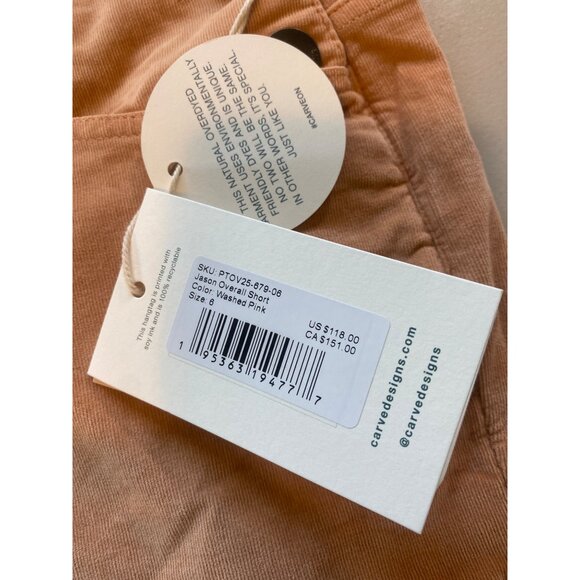 NWT Carve Designs Women's 6 Jason Overall Short Washed Pink Organic MSRP$115 - Picture 9 of 17